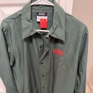 Dark Green Coca-Cola Long-Sleeve Snap Button Uniform Shirt